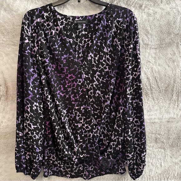 Women’s I.N.C. Surplice Neckline Patterned Long-Sleeve Top, NWOT, XL - Picture 4 of 9